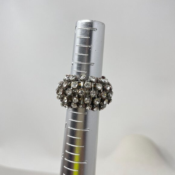 Rhinestone Stretch Cocktail Ring One‎ Size Sparkle Shine Bling Fairy Vintage - Picture 5 of 13